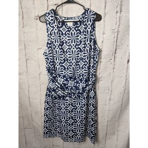 Gretchen Scott Piazza Corset XL Stretchy Jersey Pullover Dress Blue/White Shrimp